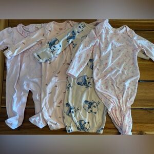 Kissy Kissy Pink and White Onesie, Three Dress style Onesie Pajamas